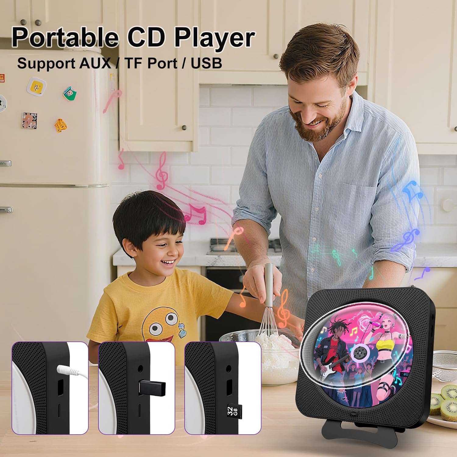 Detalle de Canareen Upgrade cd-speler en radio-boombox met Bluetooth en USB