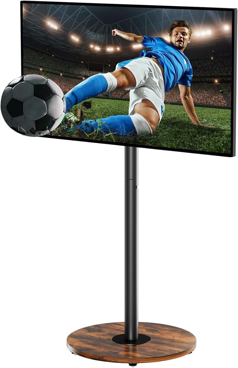 Detalle de unho Floor TV Stand with Wheels & Adjustable Height – VESA 600x400 for 40–75 inch TVs, black