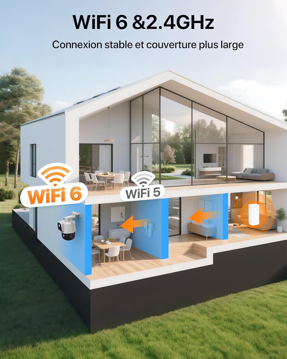 Thumbnail 6 de Tenda CH9 Caméra de surveillance WiFi extérieure double objectif 2K+2K, PTZ 360° et vision nocturne couleur