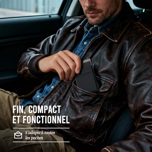 Thumbnail 9 de YESIIW Porte Carte Homme en Aluminium avec Pop-Up et Blocage RFID – Noir Européenne