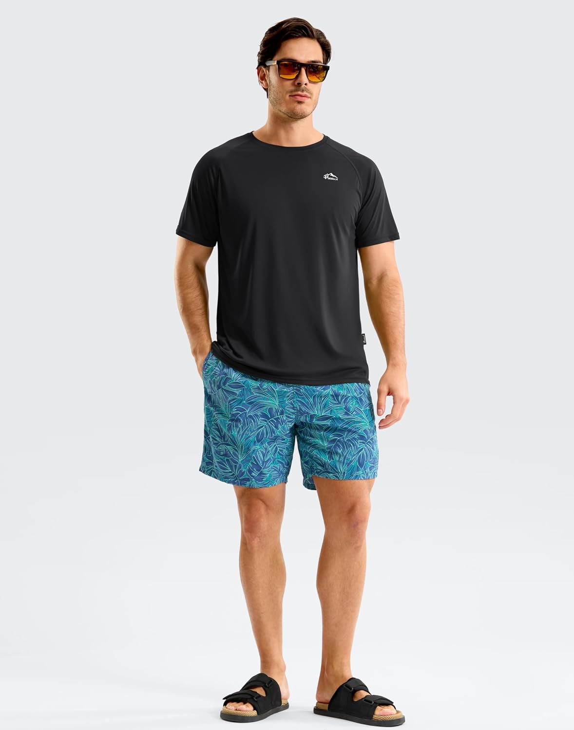 Detalle de Pudolla Men's UPF 50+ Rash Guard Swim Shirt, Quick-Dry 4-Way Stretch