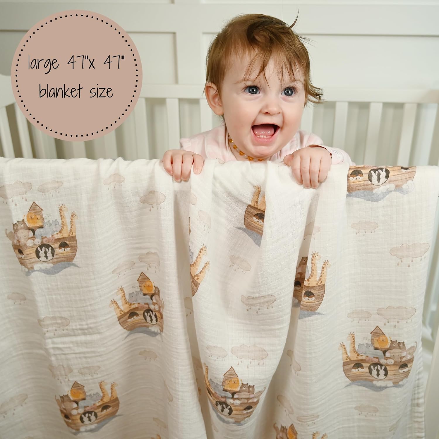 Detalle 2 de LollyBanks Muslin Swaddle Blanket, 47 x 47 in