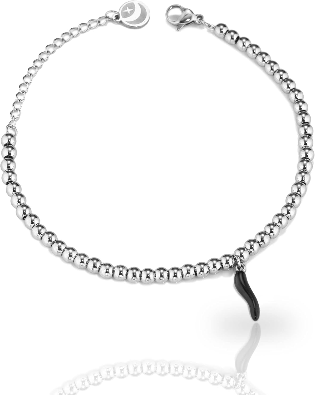 Detalle de inSCINTILLE Corni Bracciale Donna in Acciaio Inossidabile con Corno Portafortuna – Regalo Portafortuna