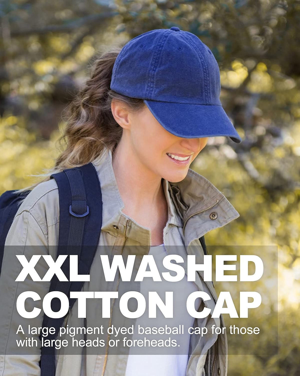 Thumbnail 4 de Zylioo XL/XXL Washed Cotton Baseball Cap - Large Head, Vintage-Style
