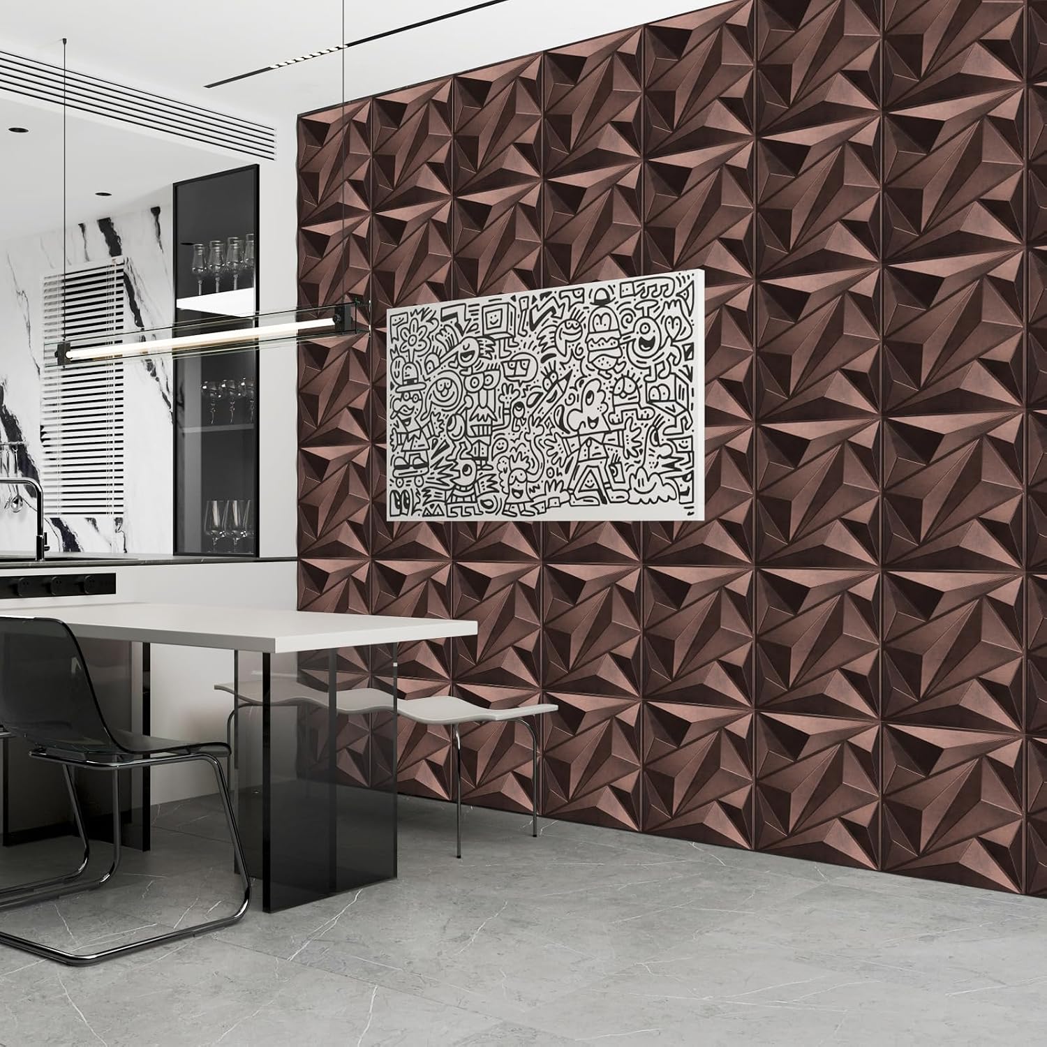 Thumbnail 6 de Art3dwallpanels Antique Copper 3D PVC Wall Panels, 33-Pack, 32 Sq. Ft.
