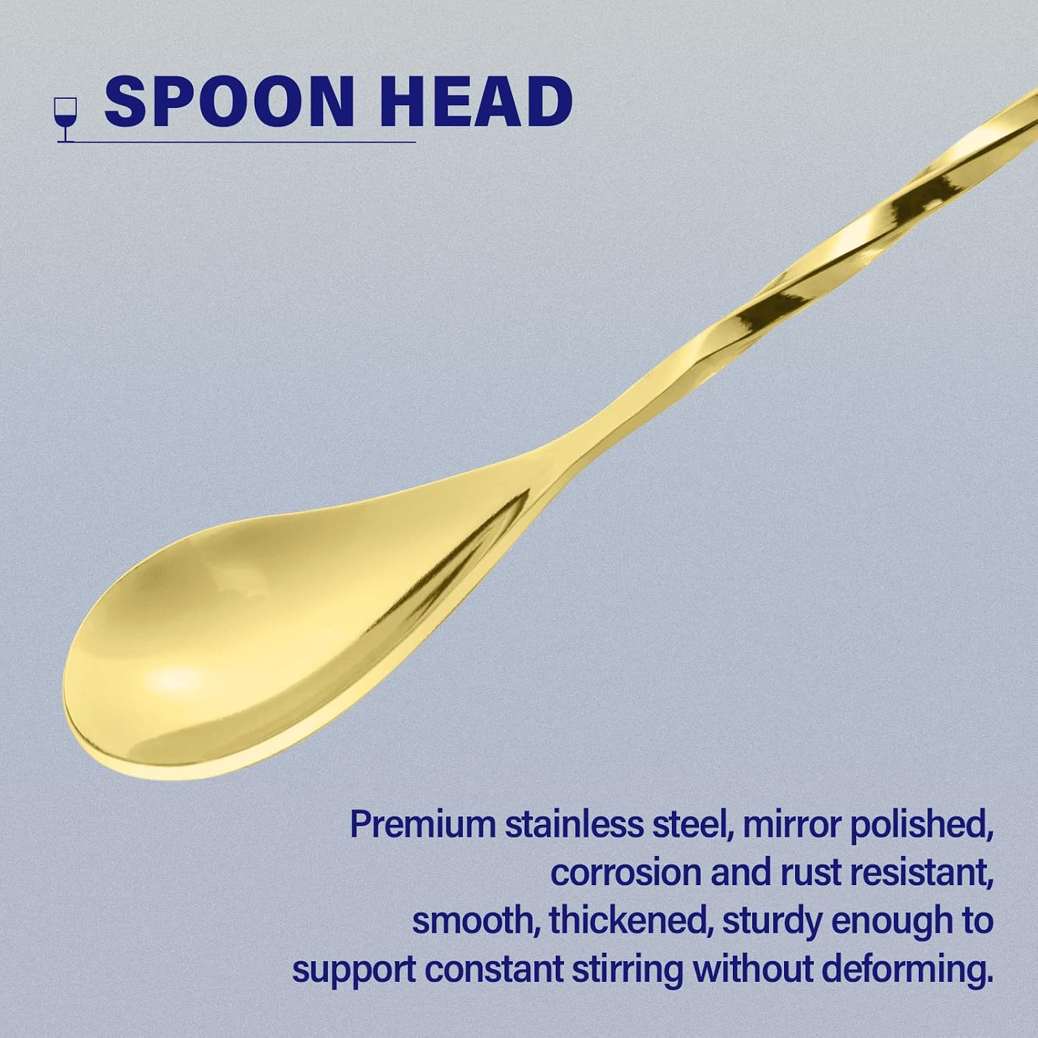 Detalle de BRIOUT BarSpoon-12Inch Cocktail Mixing Spoons, 2-Piece Gold 18/8 Steel Set