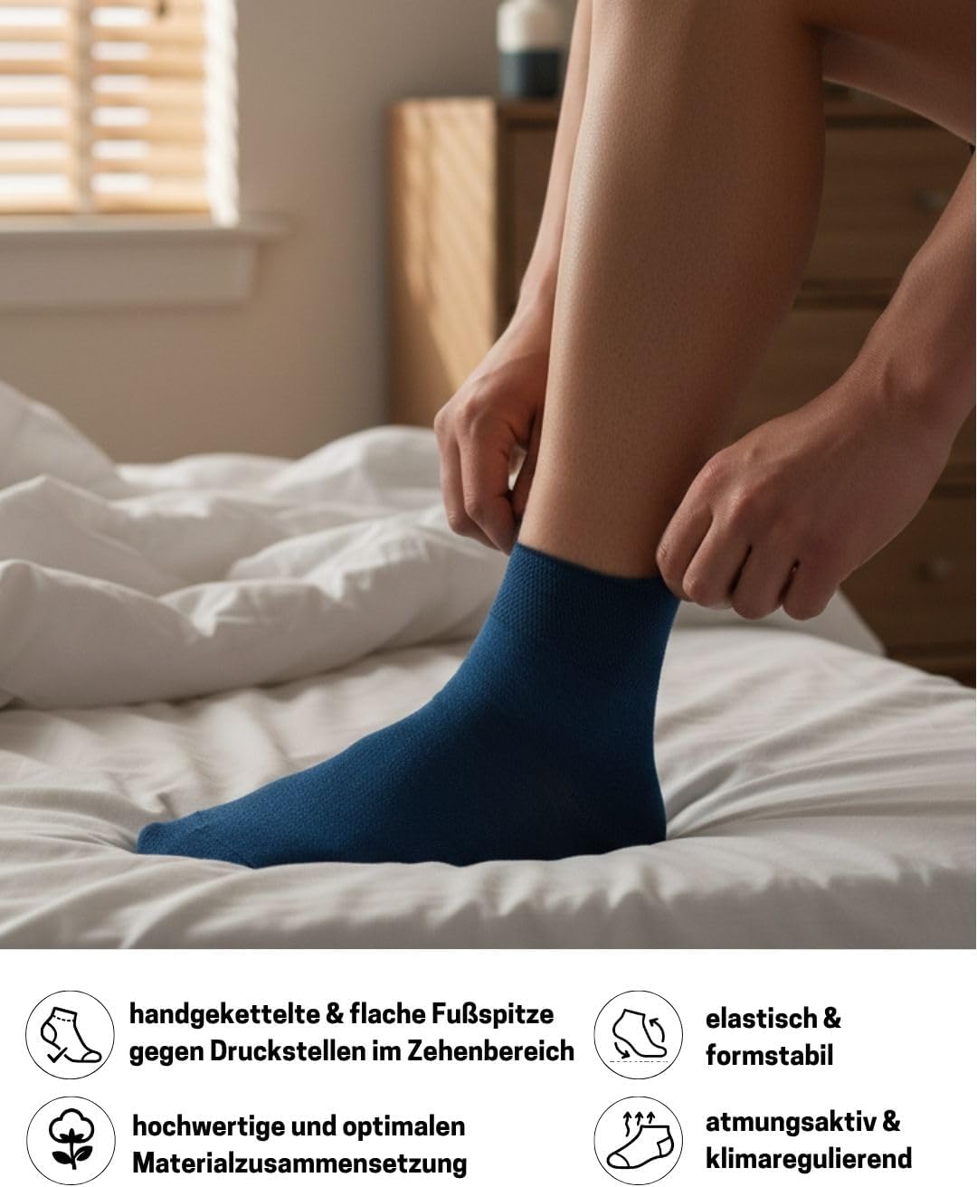 Detalle de sockenkauf24 10 Paar kurze Diabetikersocken ohne Gummibund & ohne Naht (Quarter) für Damen & Herren