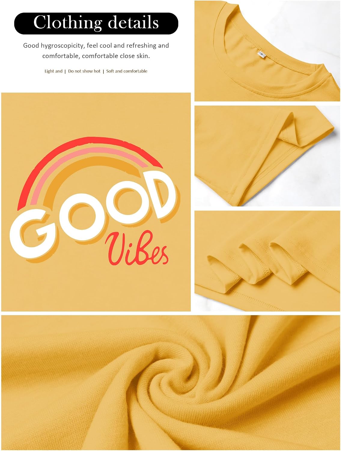 Thumbnail 5 de WIEIYM Oversized T Shirts for Women – Rainbow Good Vibes Graphic Tee