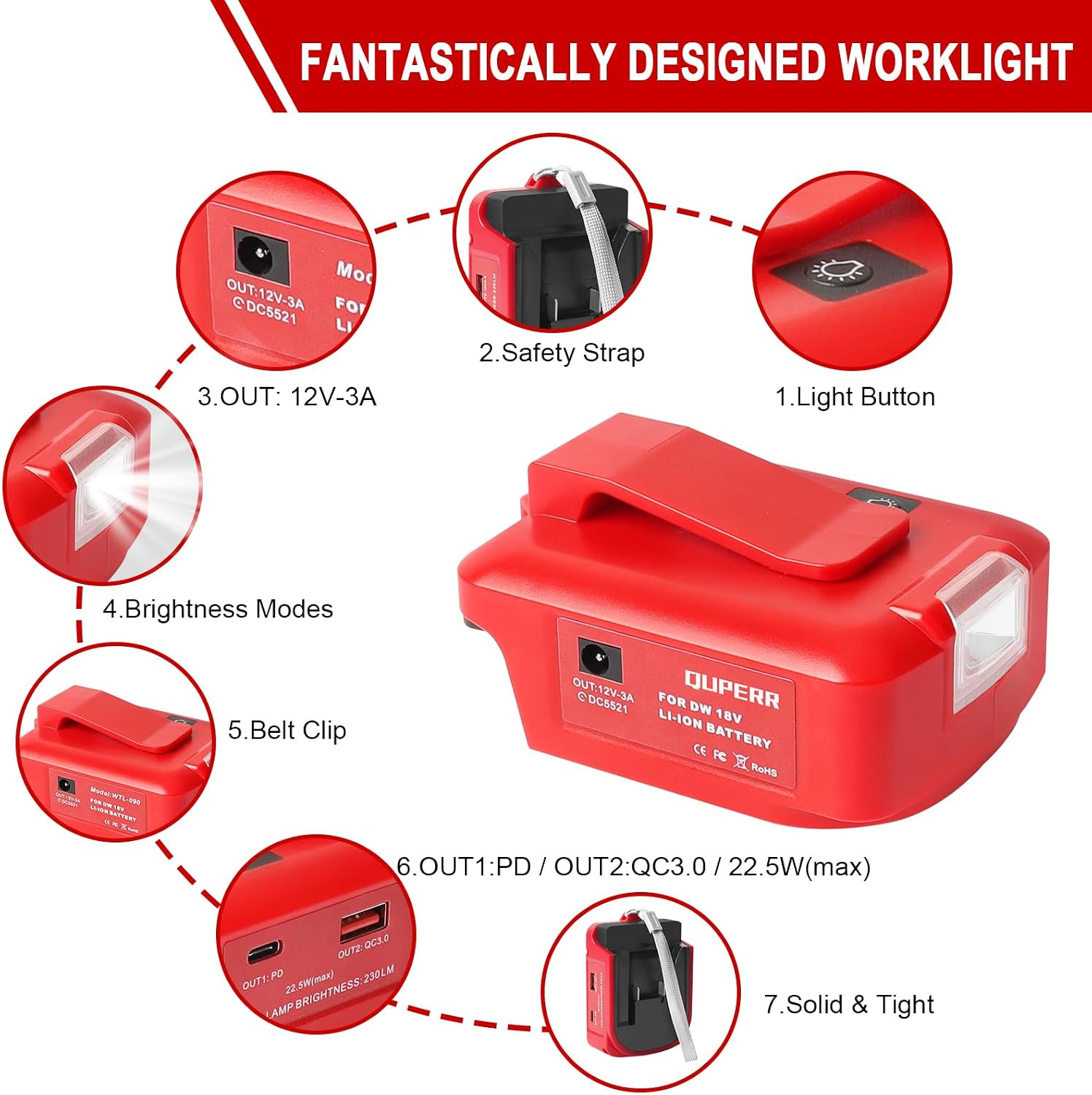 Detalle 2 de QUPERR Milwaukee M18 USB battery adapter 22.5W
