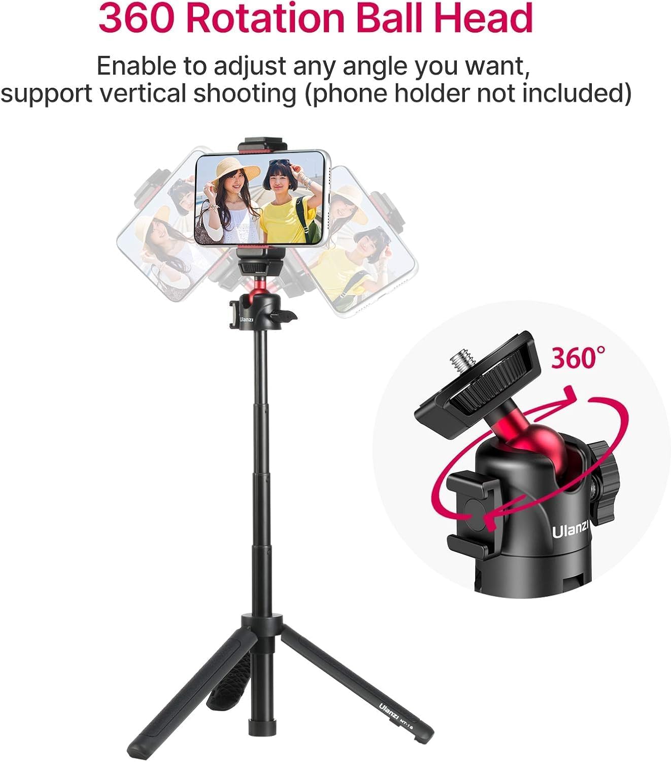 Detalle de ULANZI MT-16 : mini trépied extensible avec tête sphérique 360° pour vlogging