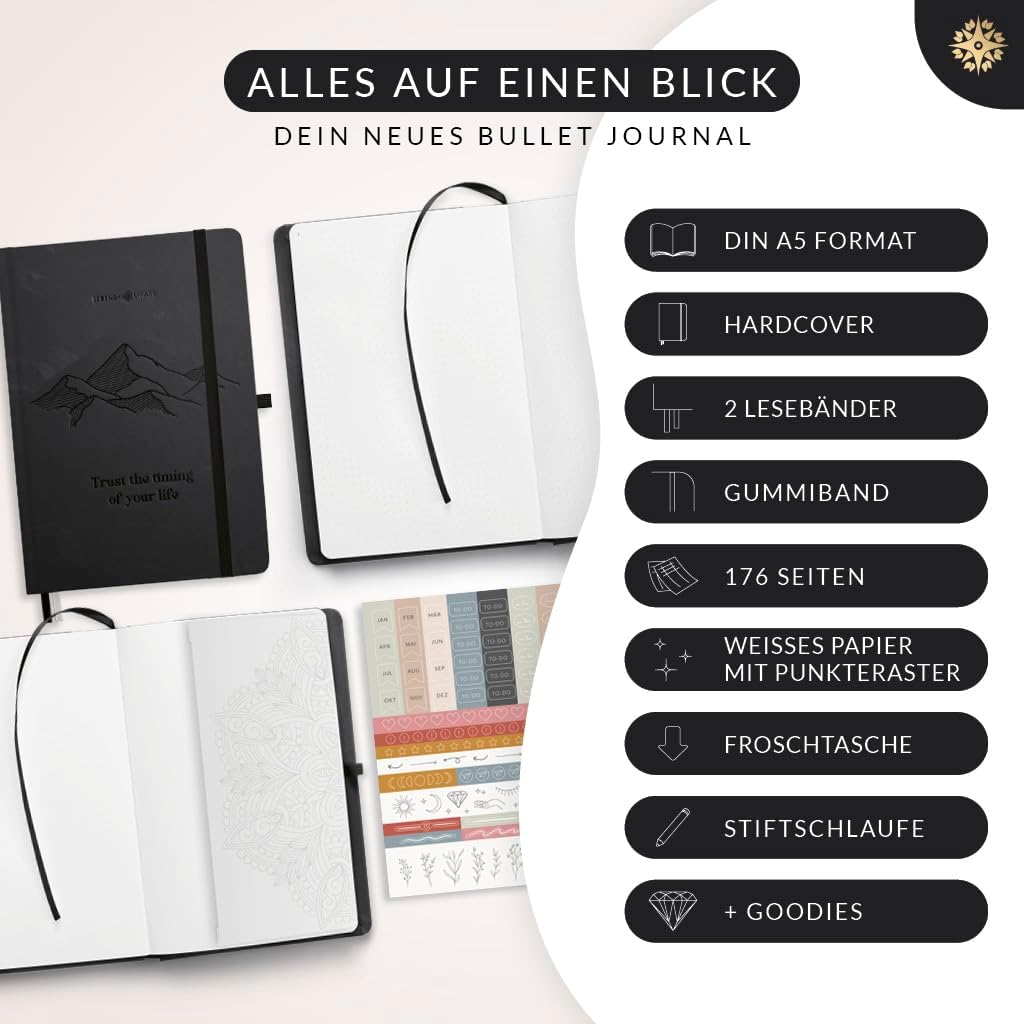 Thumbnail 4 de LEBENSKOMPASS Bullet Journal Notizbuch A5 Mountain