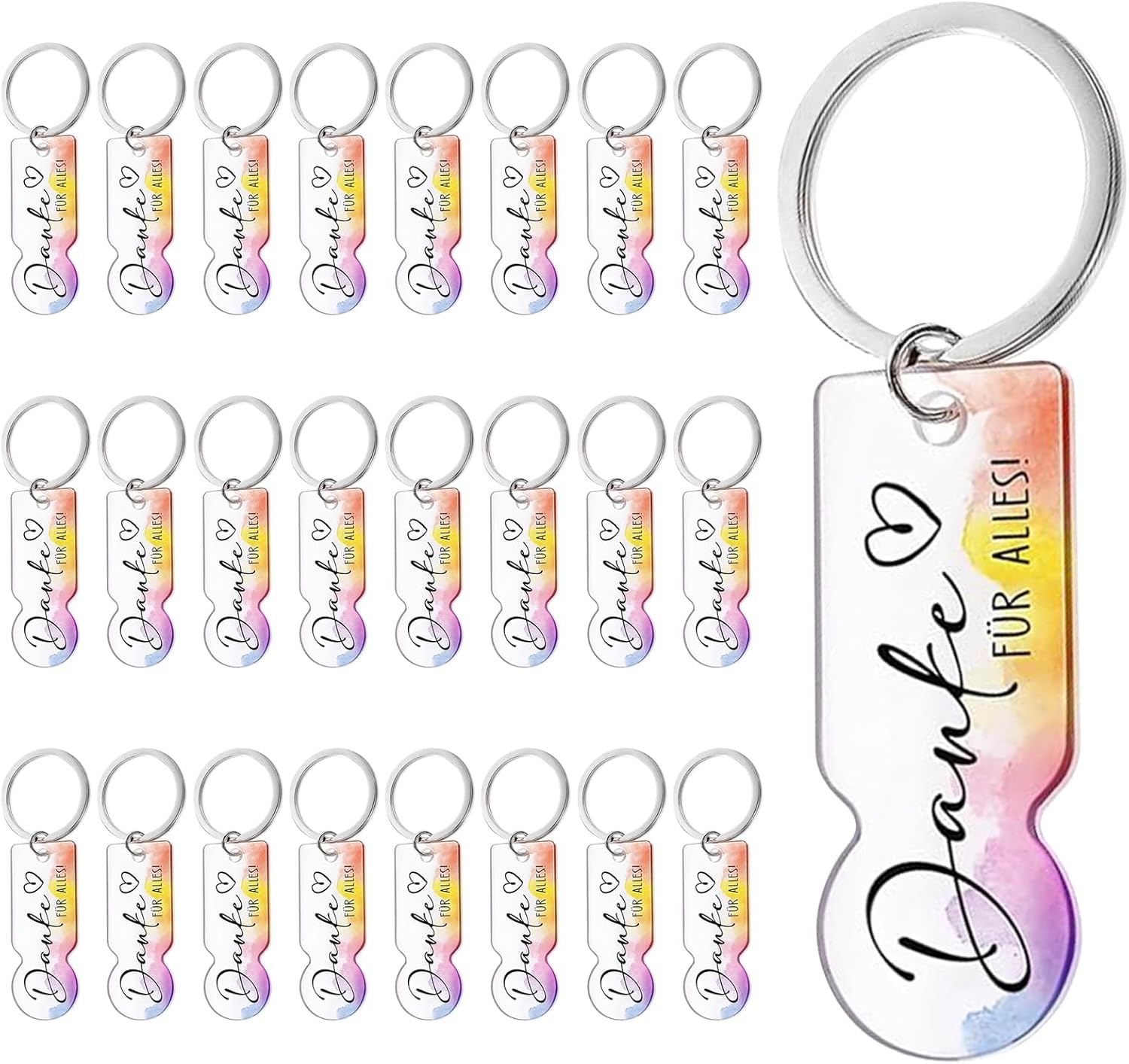 Detalle de Yphzmtz 24 Stück Acryl Einkaufwagenlöser Schlüsselanhänger – Dankeschön Geschenk