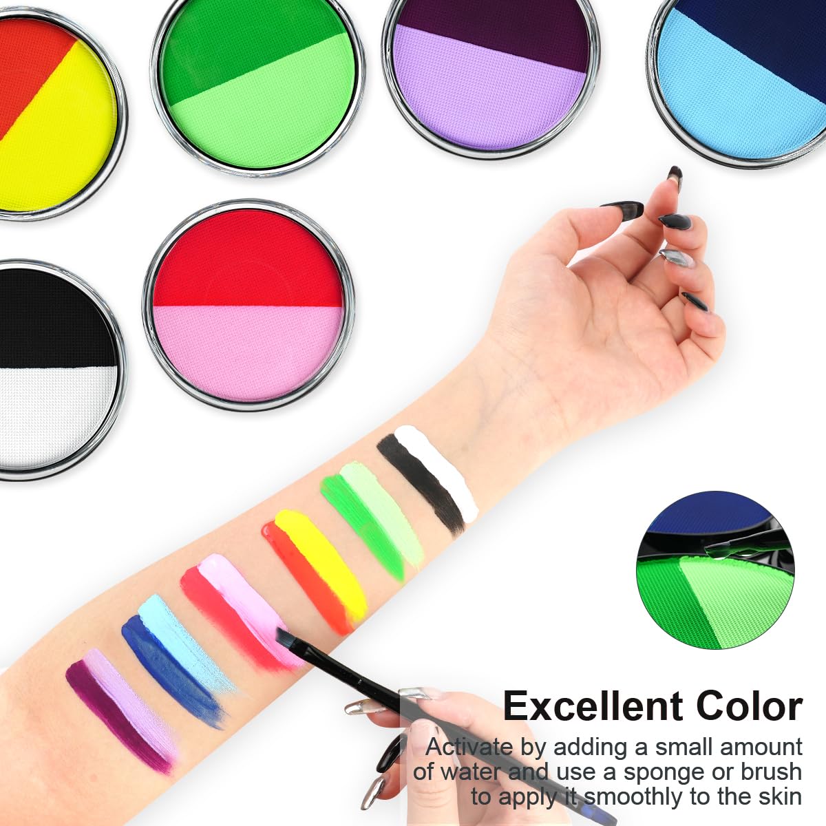 Detalle de LOPHE Water Color Schminke 30 g – Schwarz & Weiß für Gesicht & Körper (Waschbar, wasserbasiert)