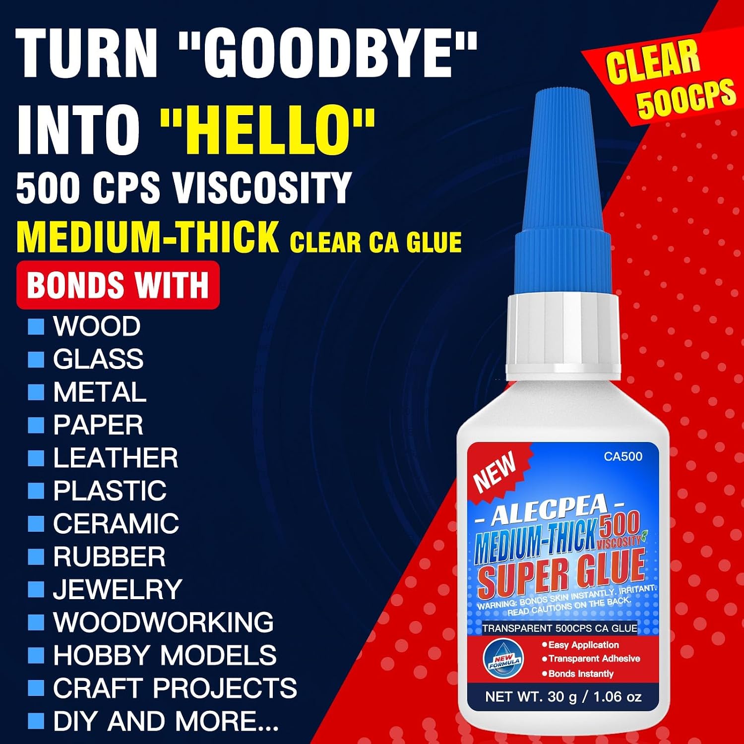 Thumbnail 5 de ALECPEA Medium CA Glue 30g for Woodworking – Controlled 500 cps Clear Formula