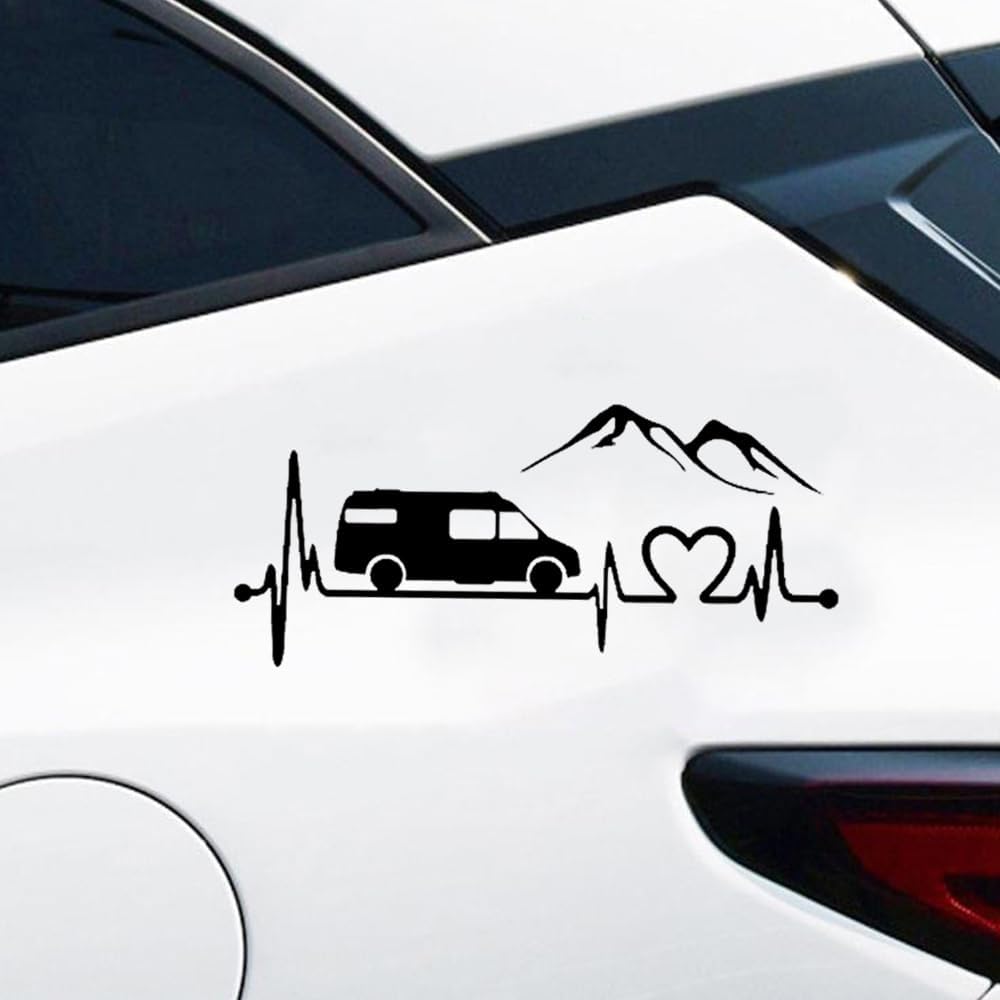 Detalle de 2 Pack 30x13.5cm Heart Motorhome Sticker – White Vinyl Decals for Bumpers, Windows and More