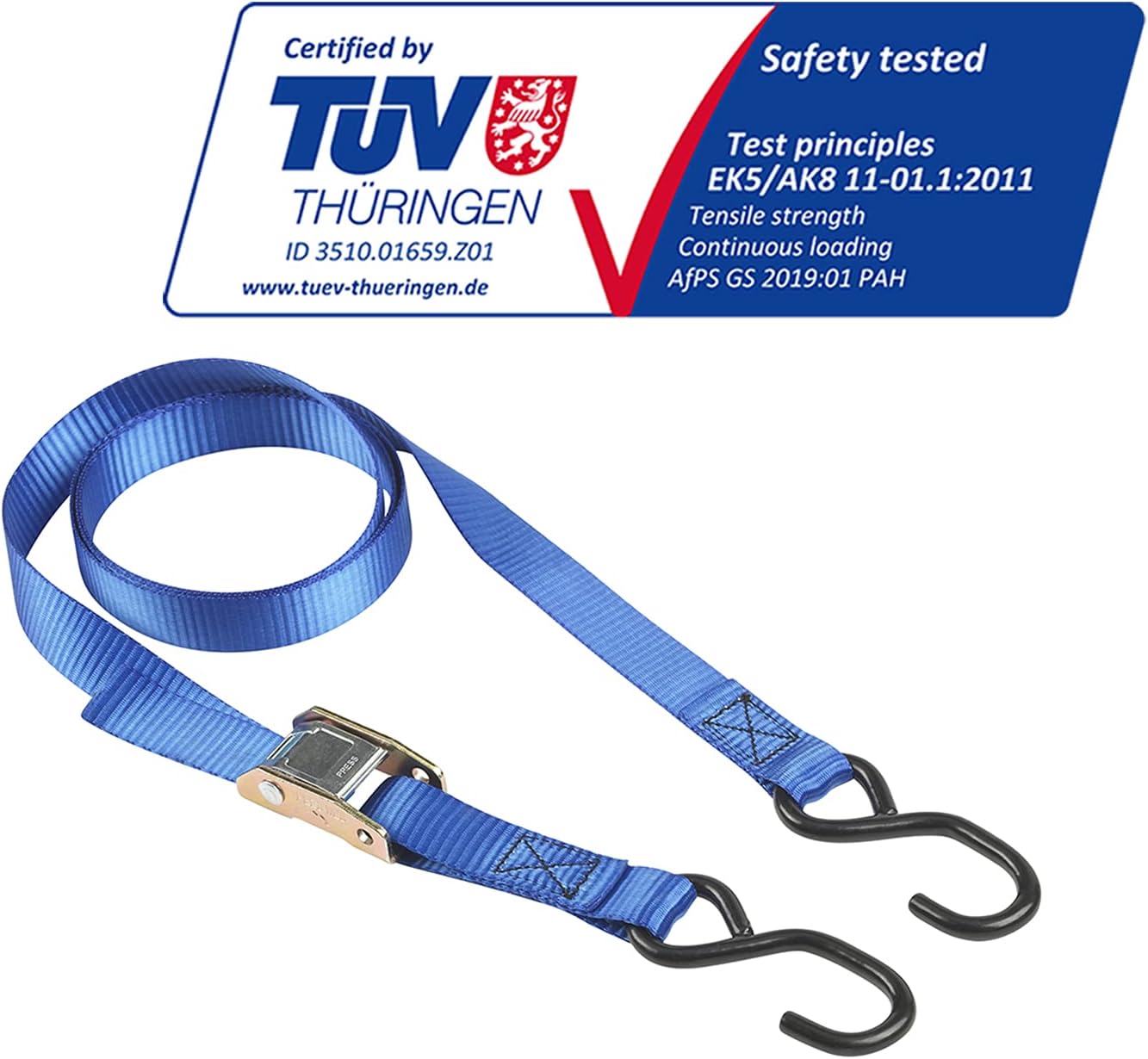 Thumbnail 1 de Master Lock 4368EURDAT – Sangle d’arrimage avec crochets en S et cliquet, 2 m x 25 mm (pack de 2)