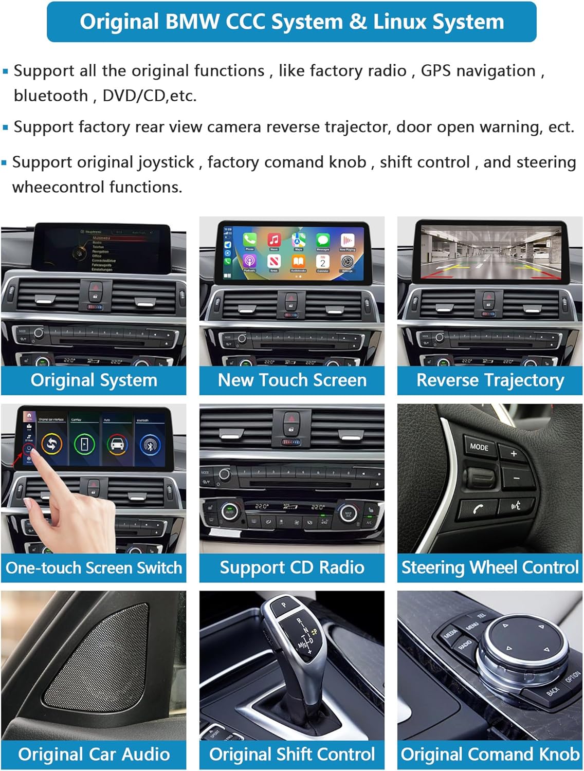 Detalle de ninetom Ninetom Wireless CarPlay & Wireless Android Auto 10.25" touchscreen car radio for BMW 3/4 Series (NBT)