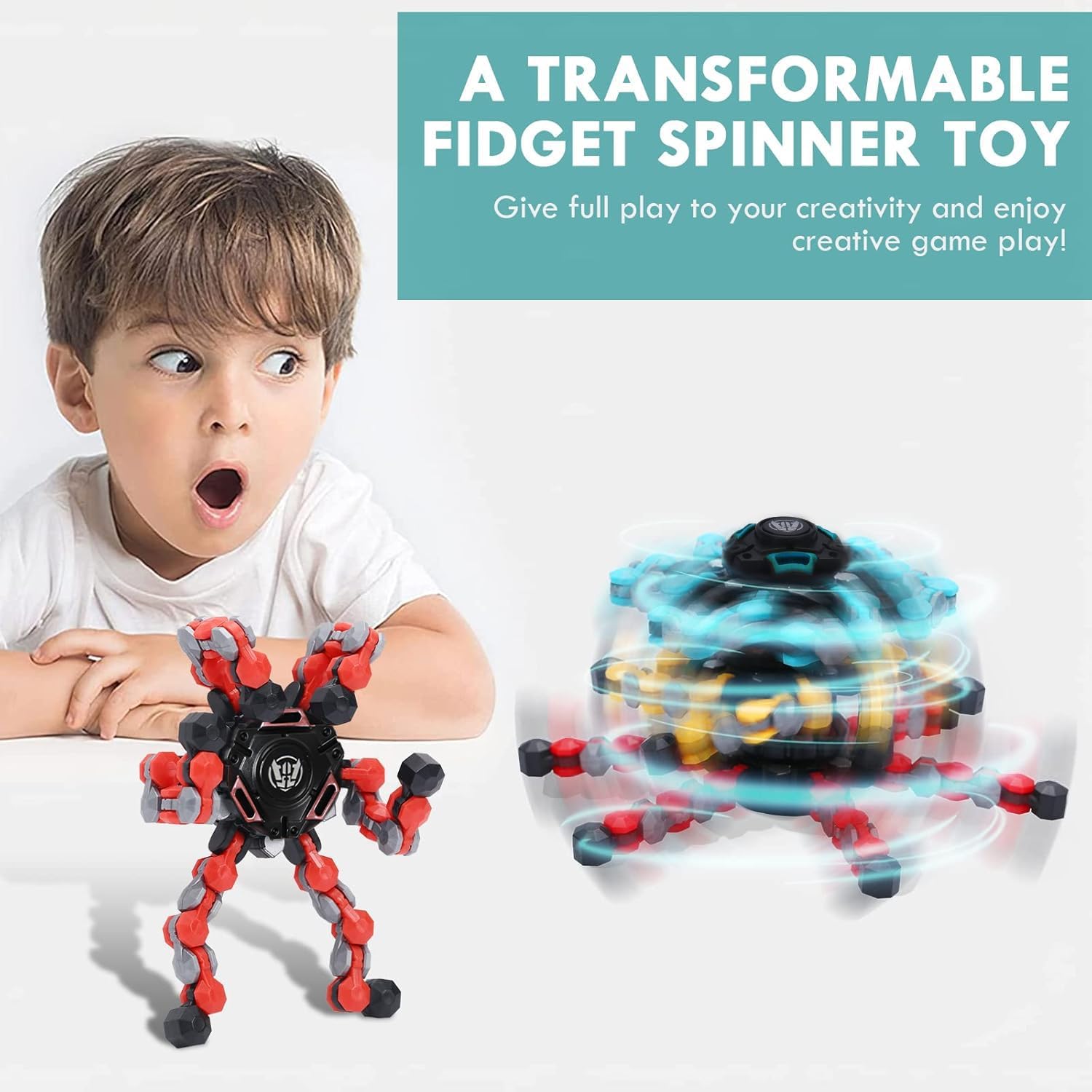 Detalle de NEW Transformable Fidget Spinner Toy — Creative DIY Morphing Fingertip Gyro for All Ages