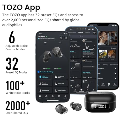 Thumbnail 5 de TOZO NC9 Hybrid Active Noise Cancelling Wireless Earbuds with LED Display