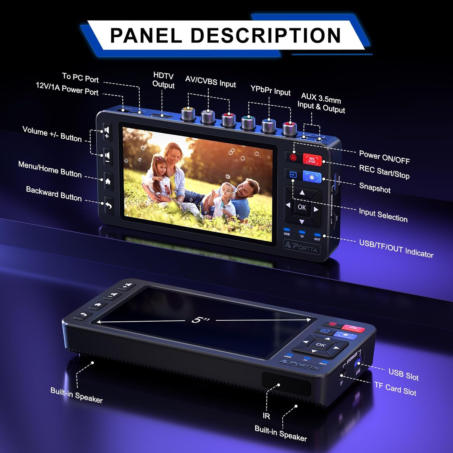 Thumbnail 3 de PORTTA VD22P VHS to Digital Converter with 5-inch HD Screen (VCR/VHS/Hi8/Mini DV to MP4)