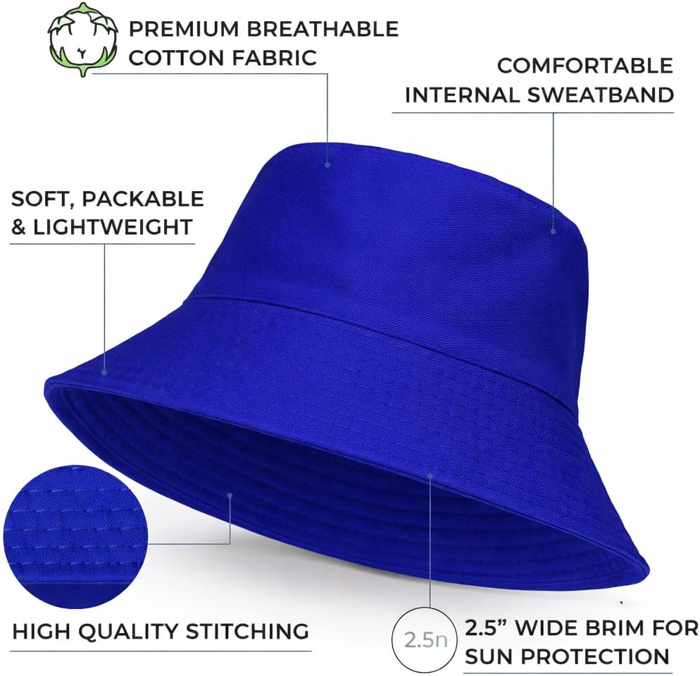 Thumbnail 1 de COSHAL® Mens Classic Cotton Bucket Hat Unisex – Reversible Sun Hat 56-58 cm