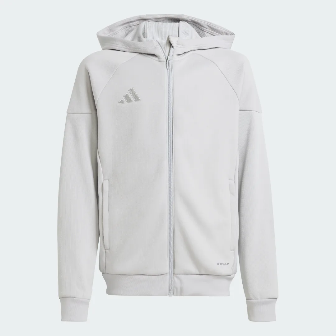 Detalle de Adidas Tiro 25, chaqueta con capucha gris para adolescentes