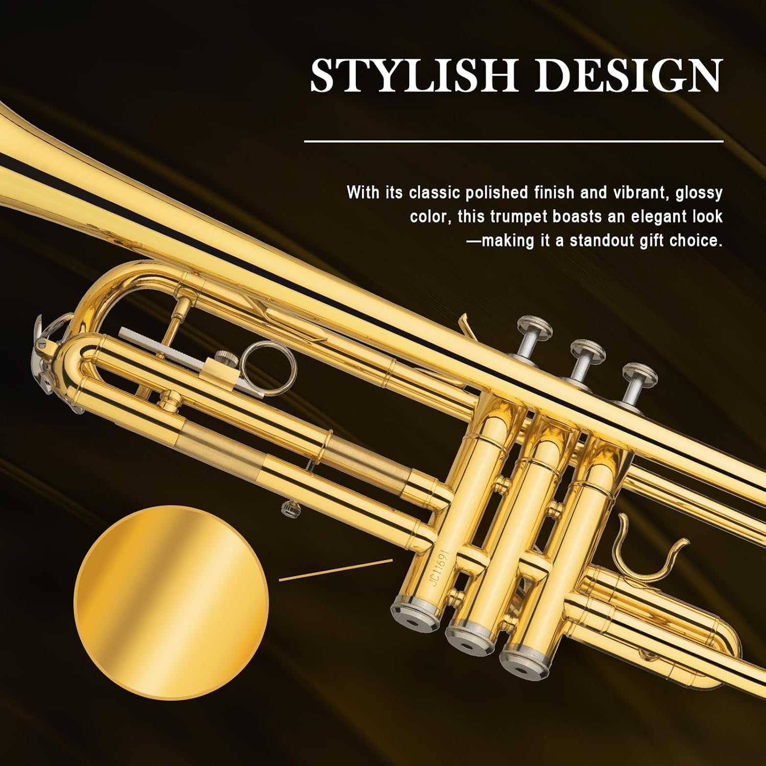 Detalle de SONICAKE Tromba Bb Standard per Principianti – kit completo in ottone dorato con bocchino 7C e custodia rigida