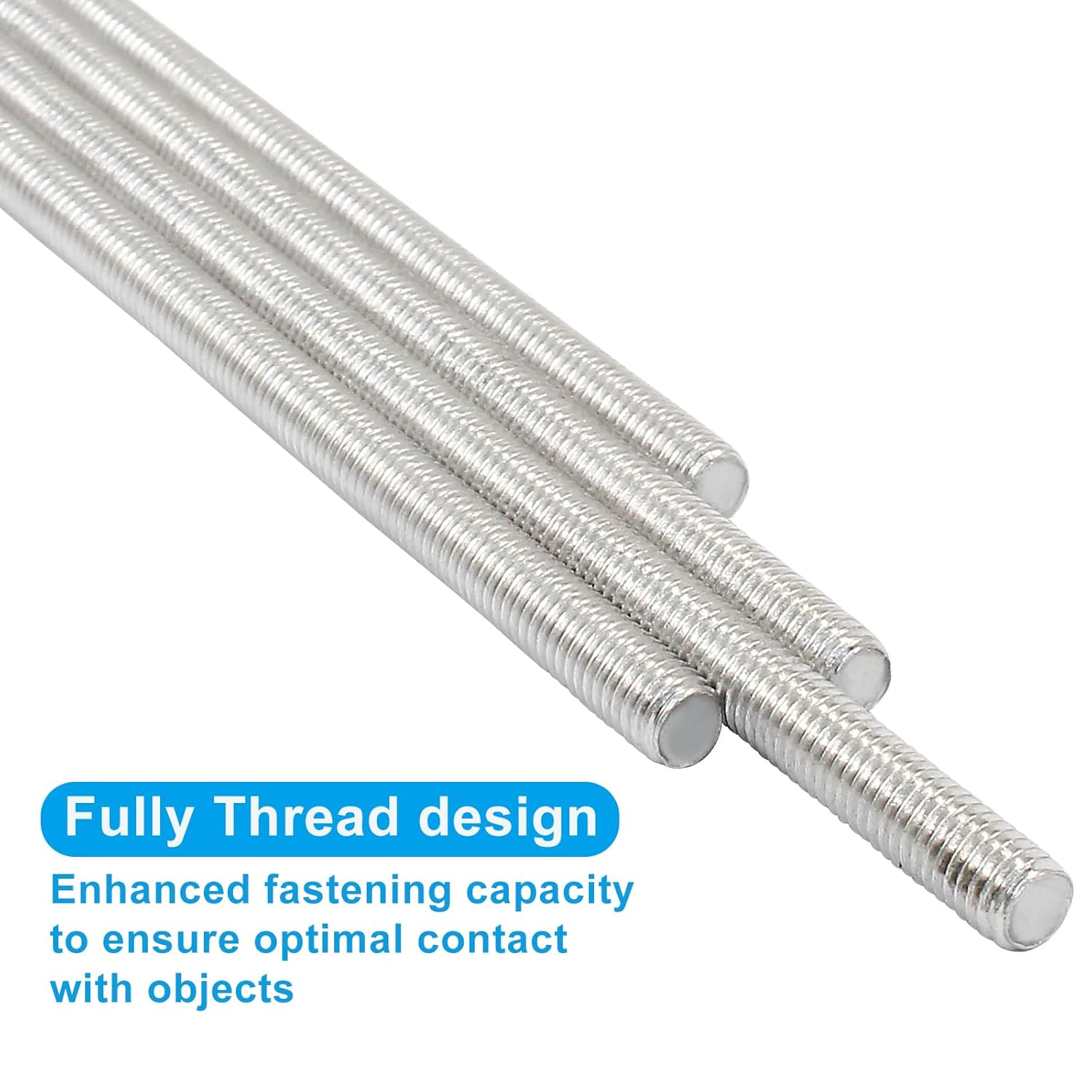 Thumbnail 3 de Cjueiom 4 Pcs M5 x 250mm Fully Threaded Rods, 304 Stainless Steel, Right-Hand Threads