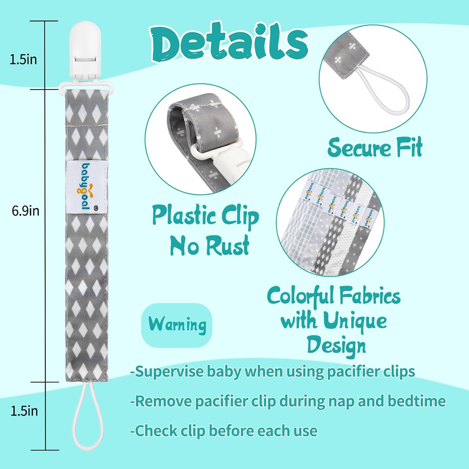 Detalle de babygoal Pacifier Clips, 6-Pack