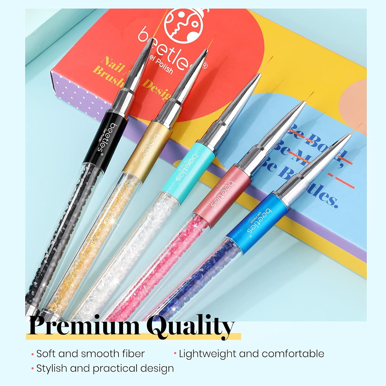 Thumbnail 6 de beetles Gel Polish Beetles Nagel Art Liner Pinsel Set (5-teilig) – Nagel-Designpinsel für Gel-Lack, feine Linien & Muster