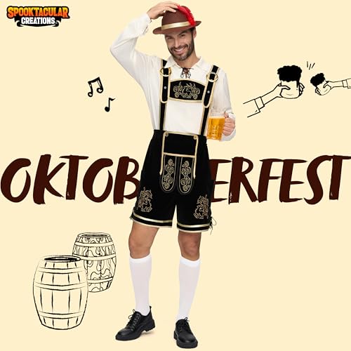 Thumbnail 1 de Spooktacular Creations Bavarian Beer Costume for Men with Hat, Shirt and Vest (Size S) – Oktoberfest Inspired Fancy Dress