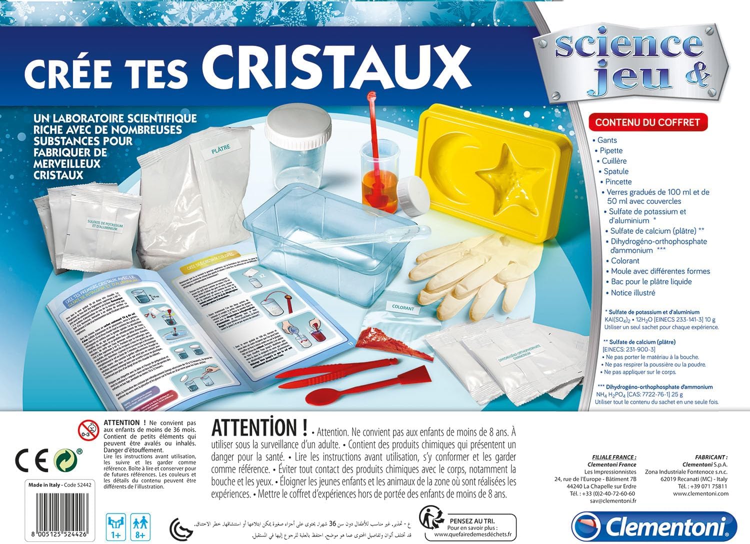 Detalle de Clementoni Science & Jeu – Crée Tes Cristaux Enfant 8+ : kit DIY Chimie et Géologie