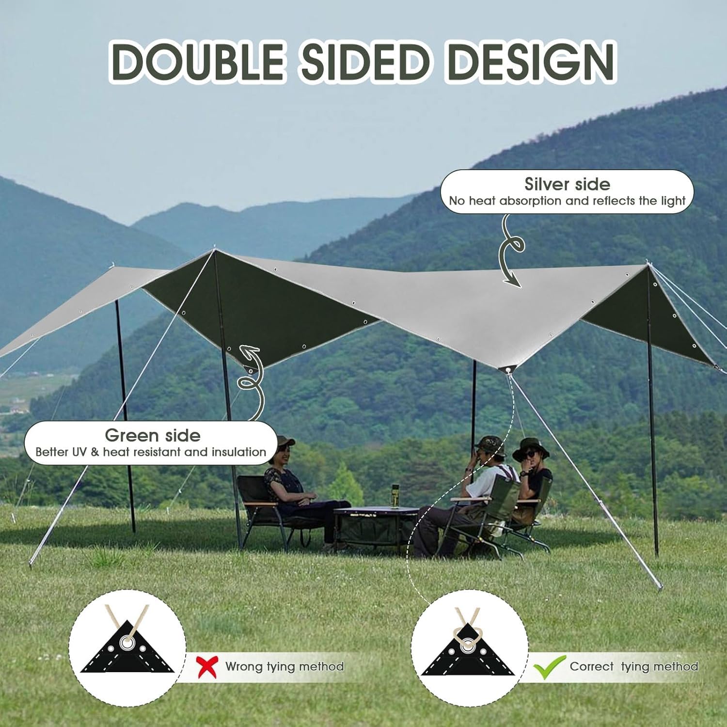 Detalle de Telo Impermeabile Esterno 3x6m in PE 180 g/m² con rinforzi e occhielli