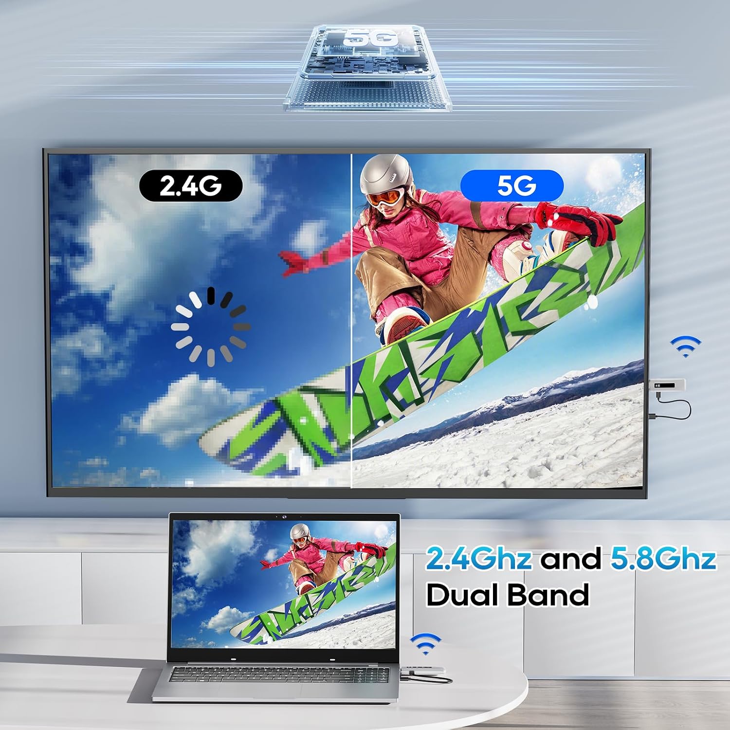 Detalle de ICZI 4K Wireless HDMI 2 Transmitter and 1 Receiver (1080p/60Hz) with LED Display