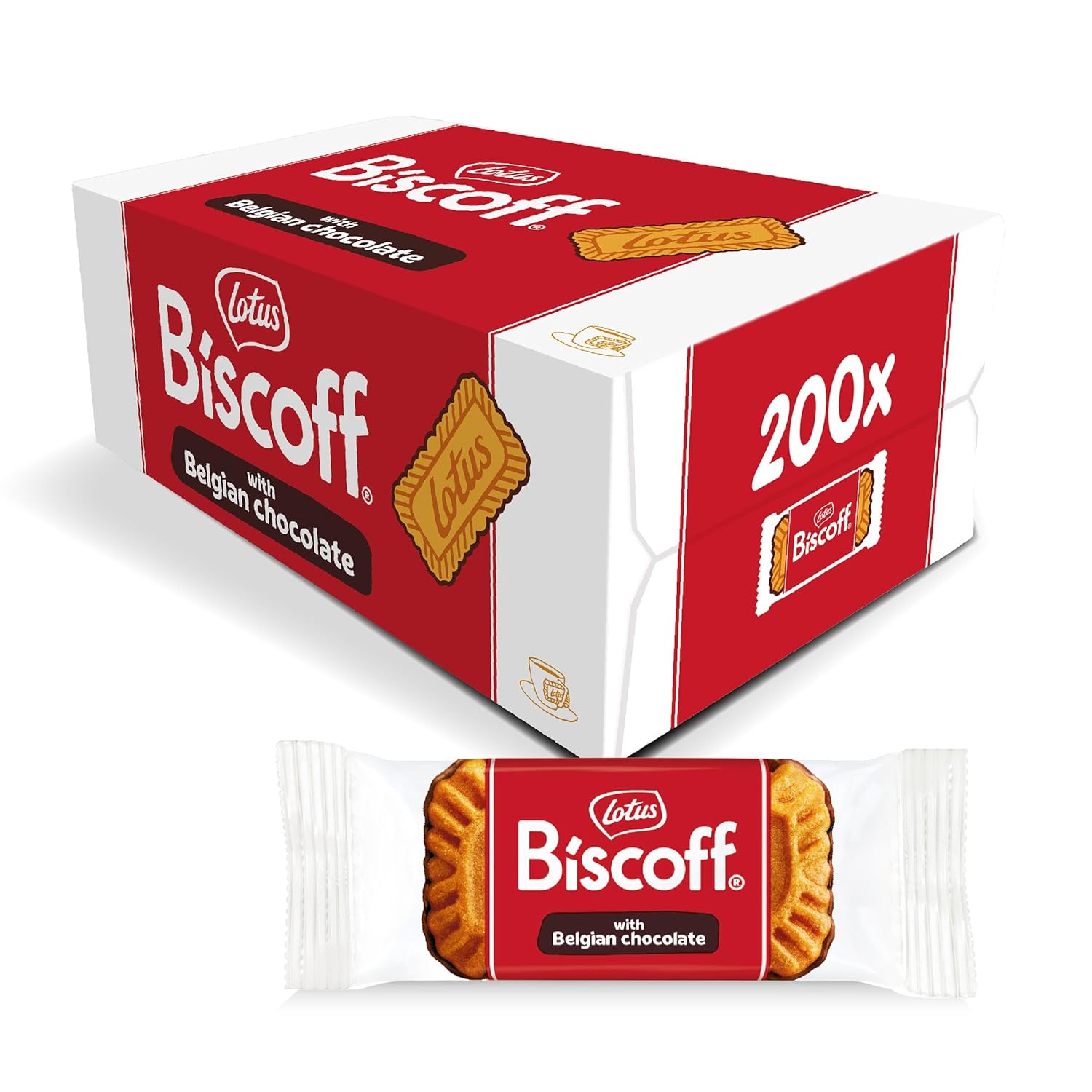 Detalle de Lotus Biscoff Karamellisierter Keks mit Schokoladenüberzug – 200 einzeln verpackte Kekse (1,47 kg)