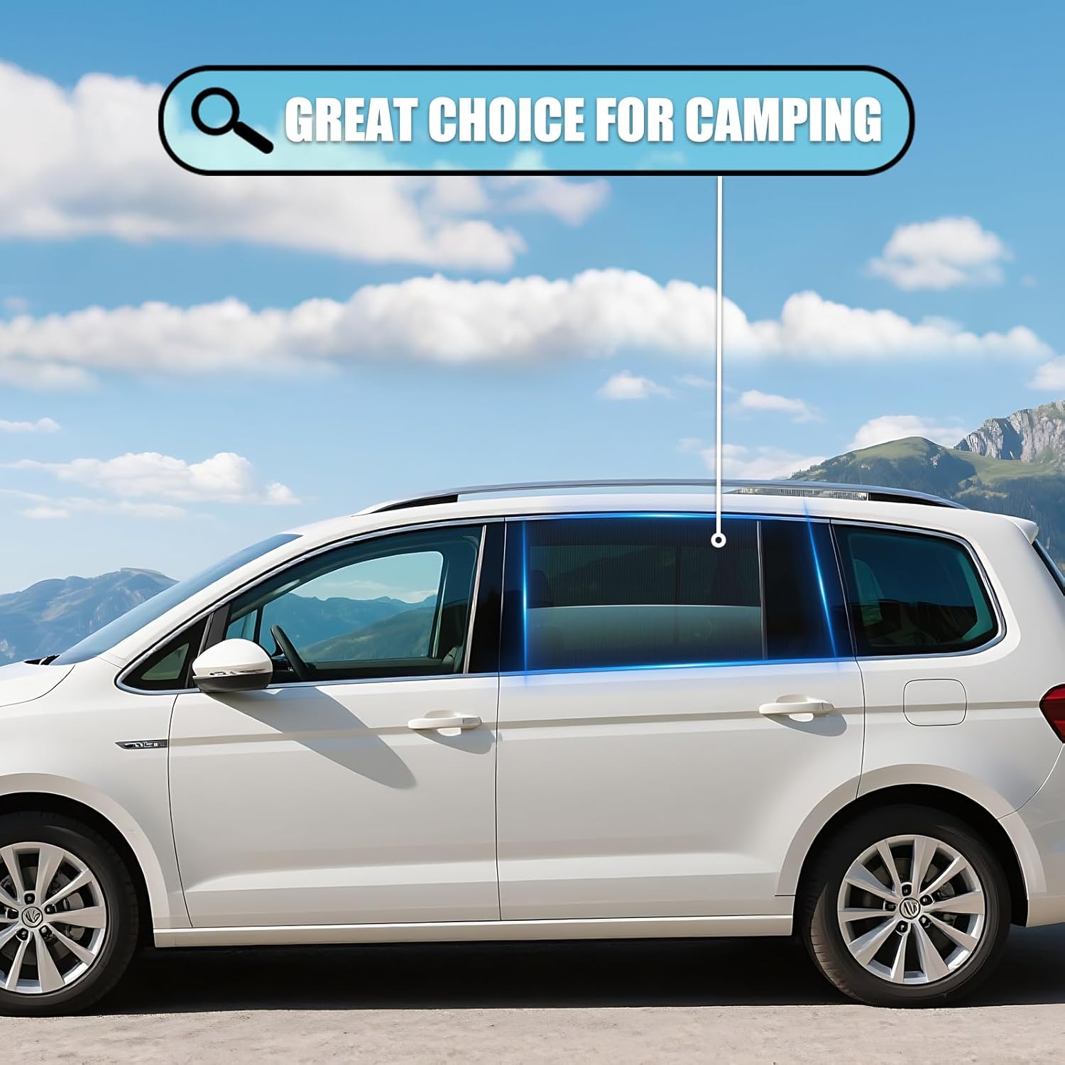Detalle de ZATOOTO Sonnenschutz für VW Touran 2016–2024 – Seitenscheibe, magnetisch & faltbar