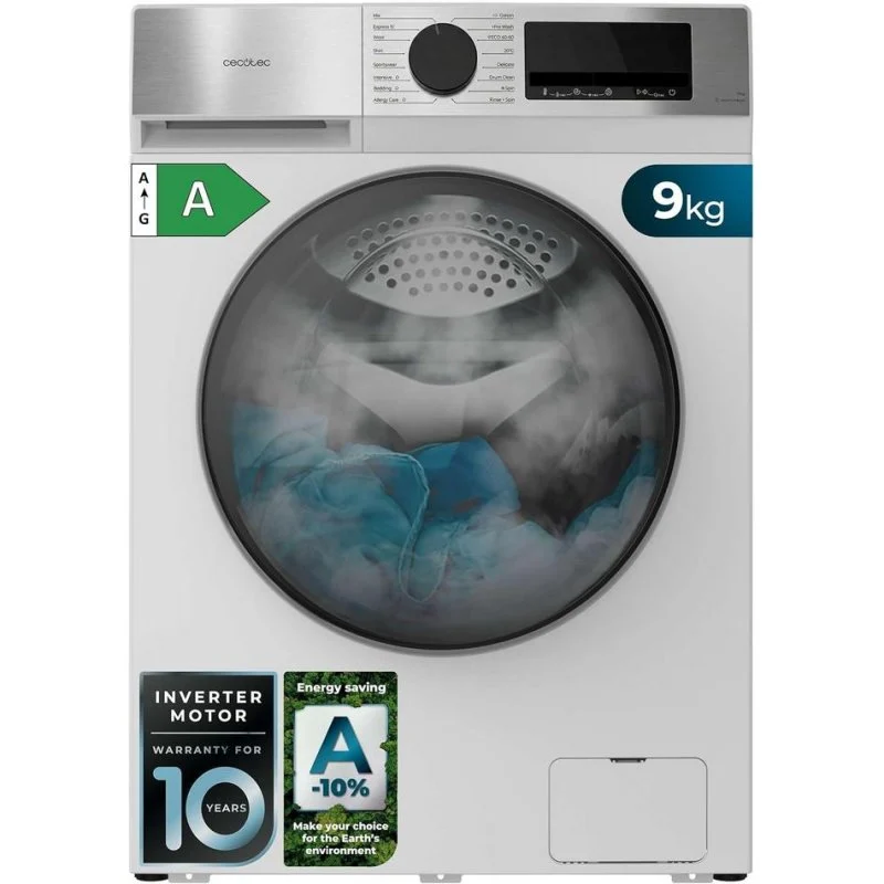 Detalle de Lavadora Cecotec Bolero DressCode 9450 Inverter: 9 kg, 1400 rpm, eficiencia A-10% y tambor Pearl Drum