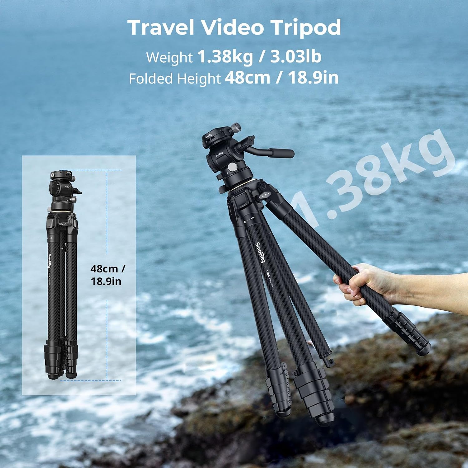 Detalle 2 de SMALLRIG 5028 Trépied voyage carbone 158 cm