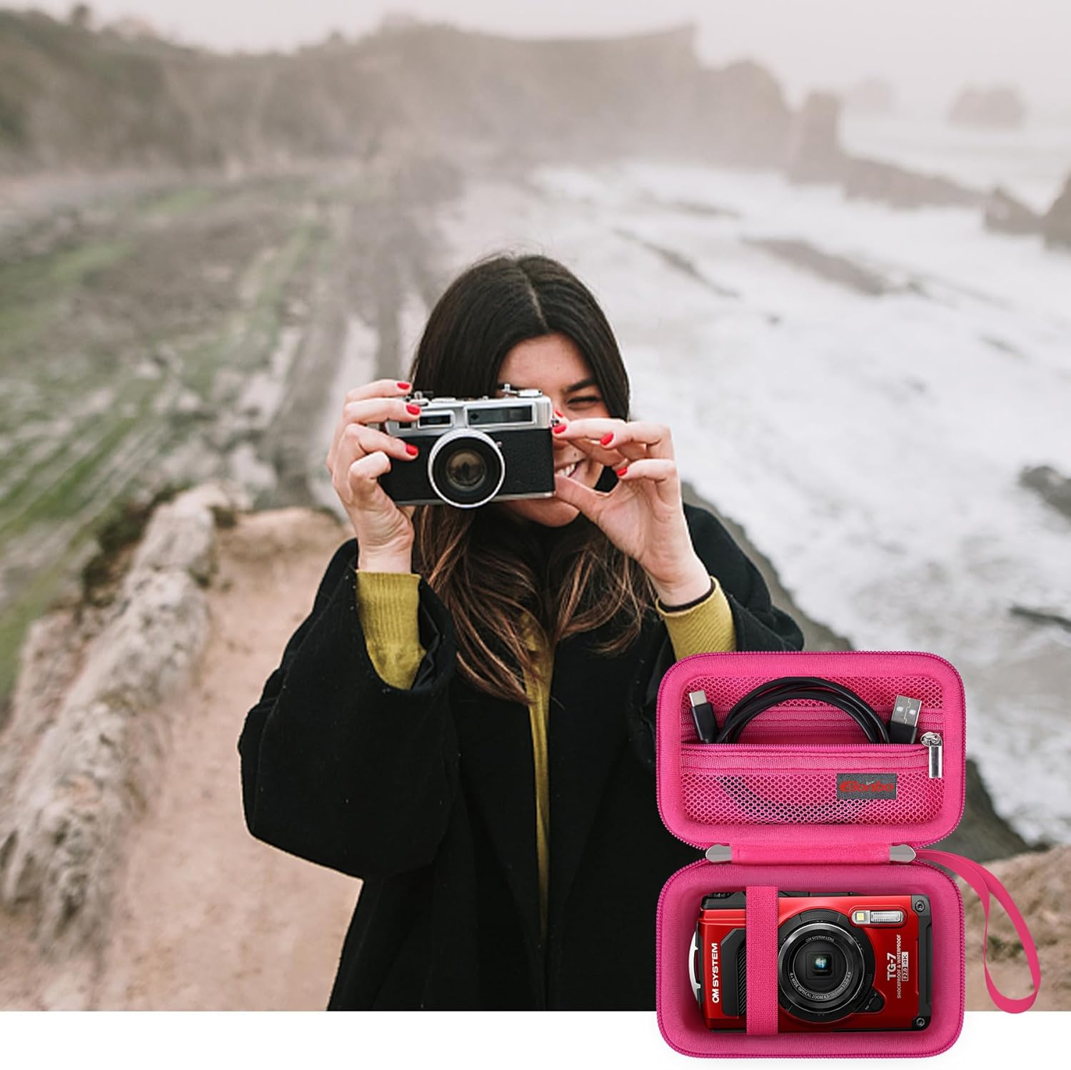 Thumbnail 5 de Elonbo Carrying Case for OM System Tough TG-7 / Olympus TG-6: Practical Waterproof Storage for Travel