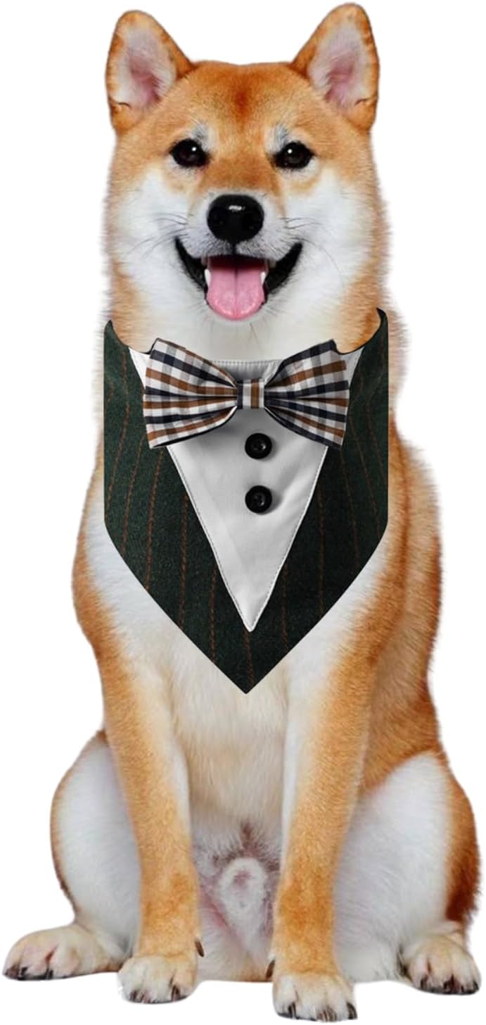 Thumbnail 6 de Tuxedo Collar Bandana Wedding Bow Tie for Dogs and Cats (L Grey) — Formal party outfit