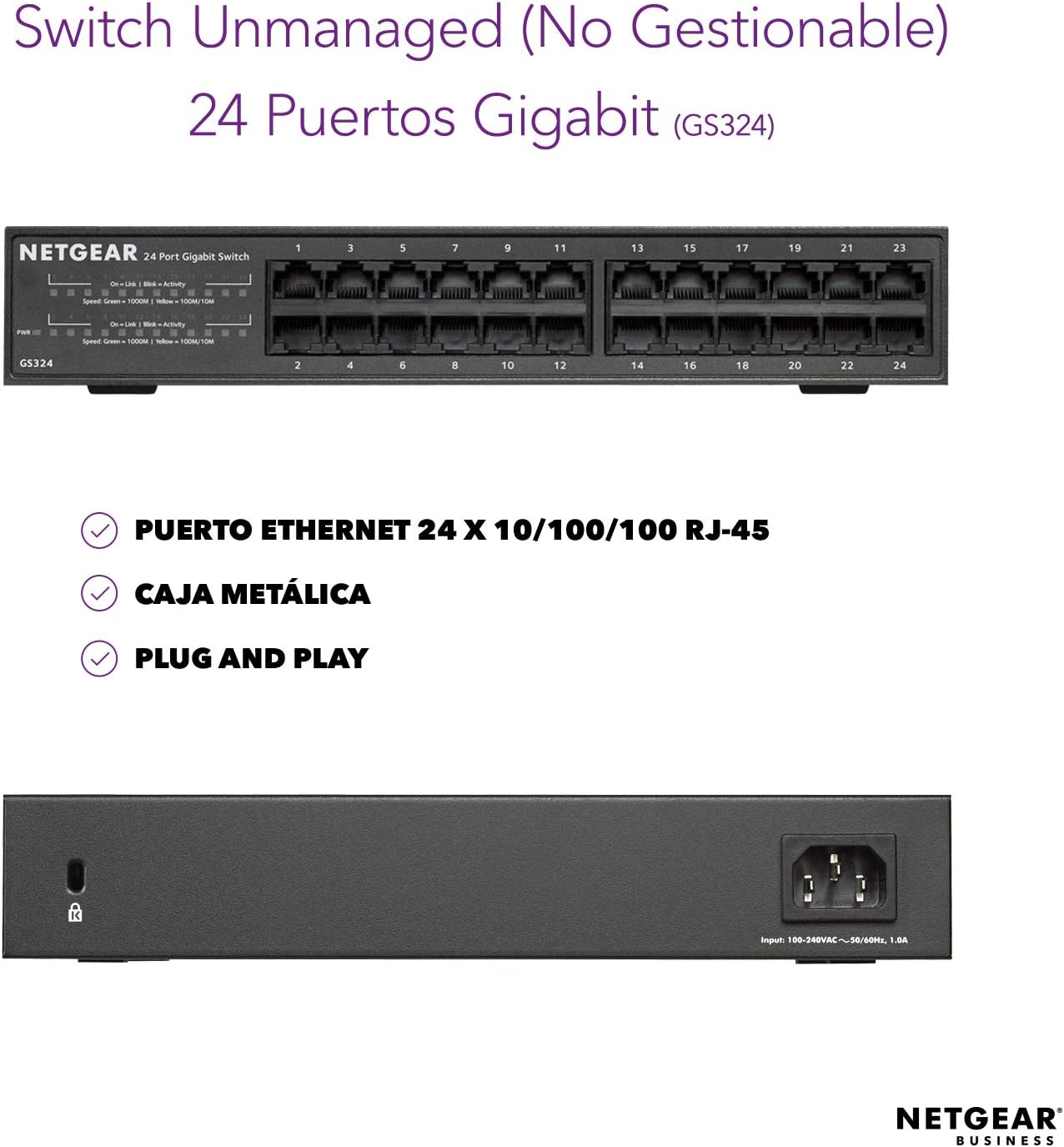 Detalle 2 de NETGEAR GS324 Switch Gigabit 24 Puertos