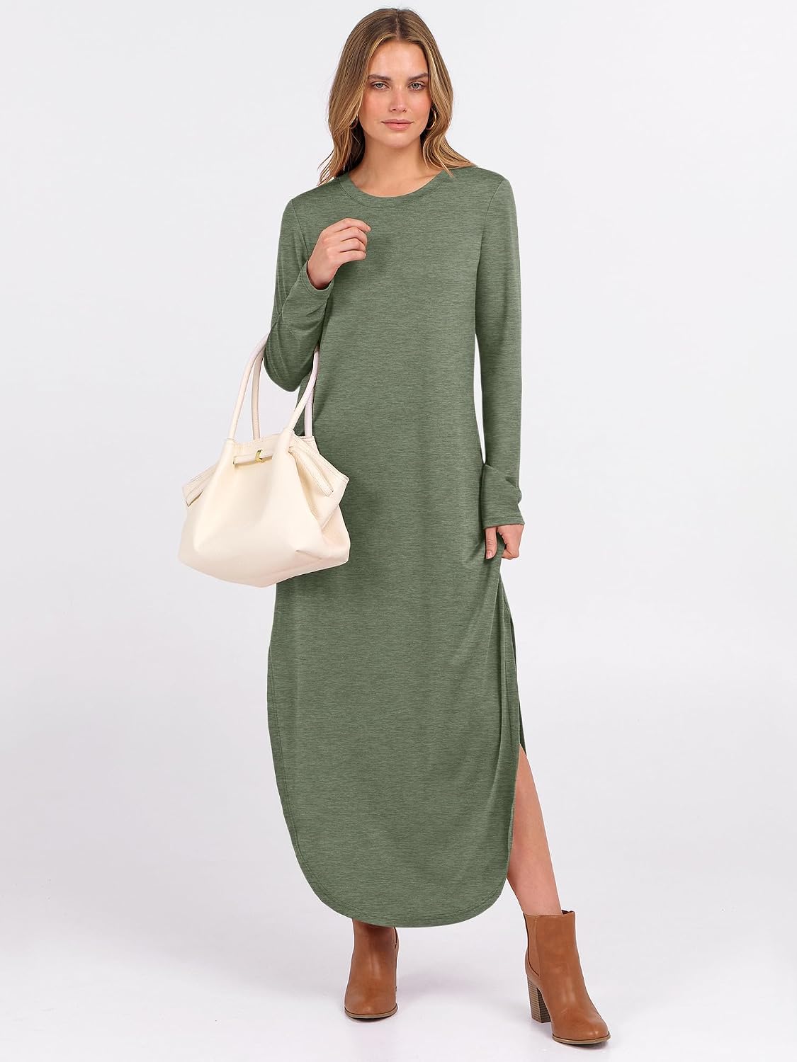 Detalle 2 de ANRABESS Women's Long Sleeve Maxi Dress with Pockets
