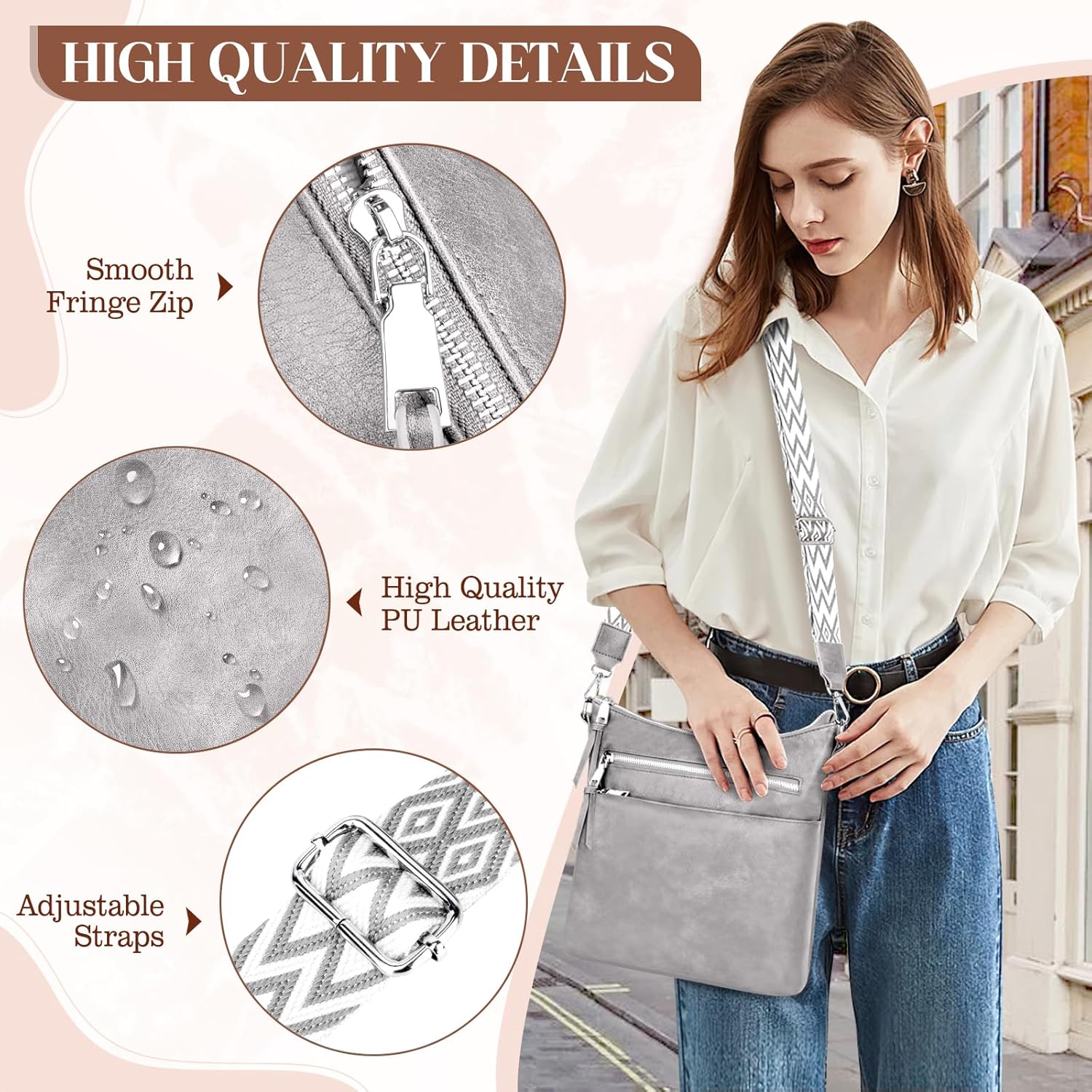 Detalle de LUROON Crossbody Bag for Women — Lightweight, Versatile & Well-Organised