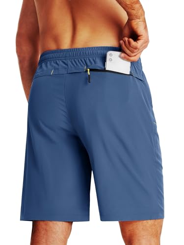 Thumbnail 1 de TACVASEN Running Shorts for Men – Breathable, Quick-Dry Gym Shorts with 3 Zip Pockets (Blue Grey, 36)