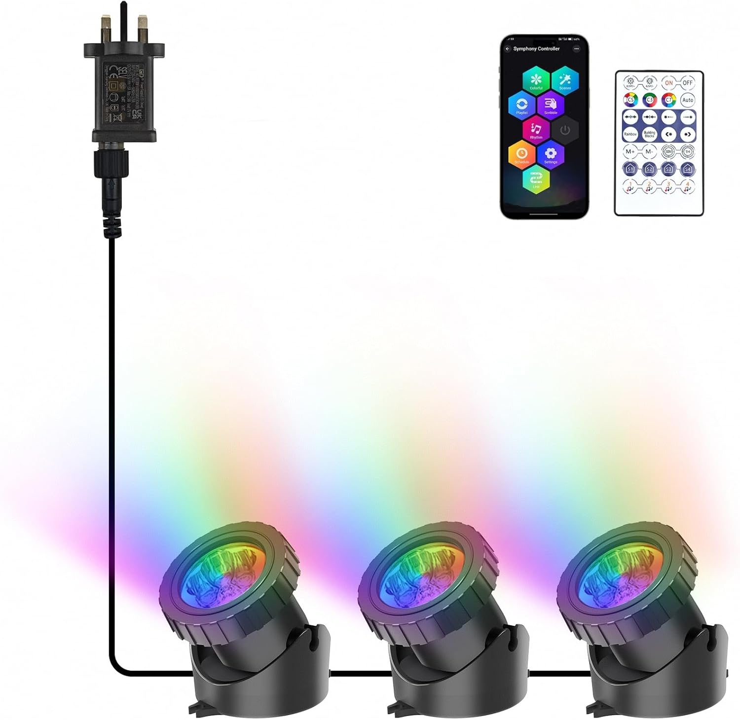 Detalle de NATPOW Pond Lights Mains RGB Set of 3