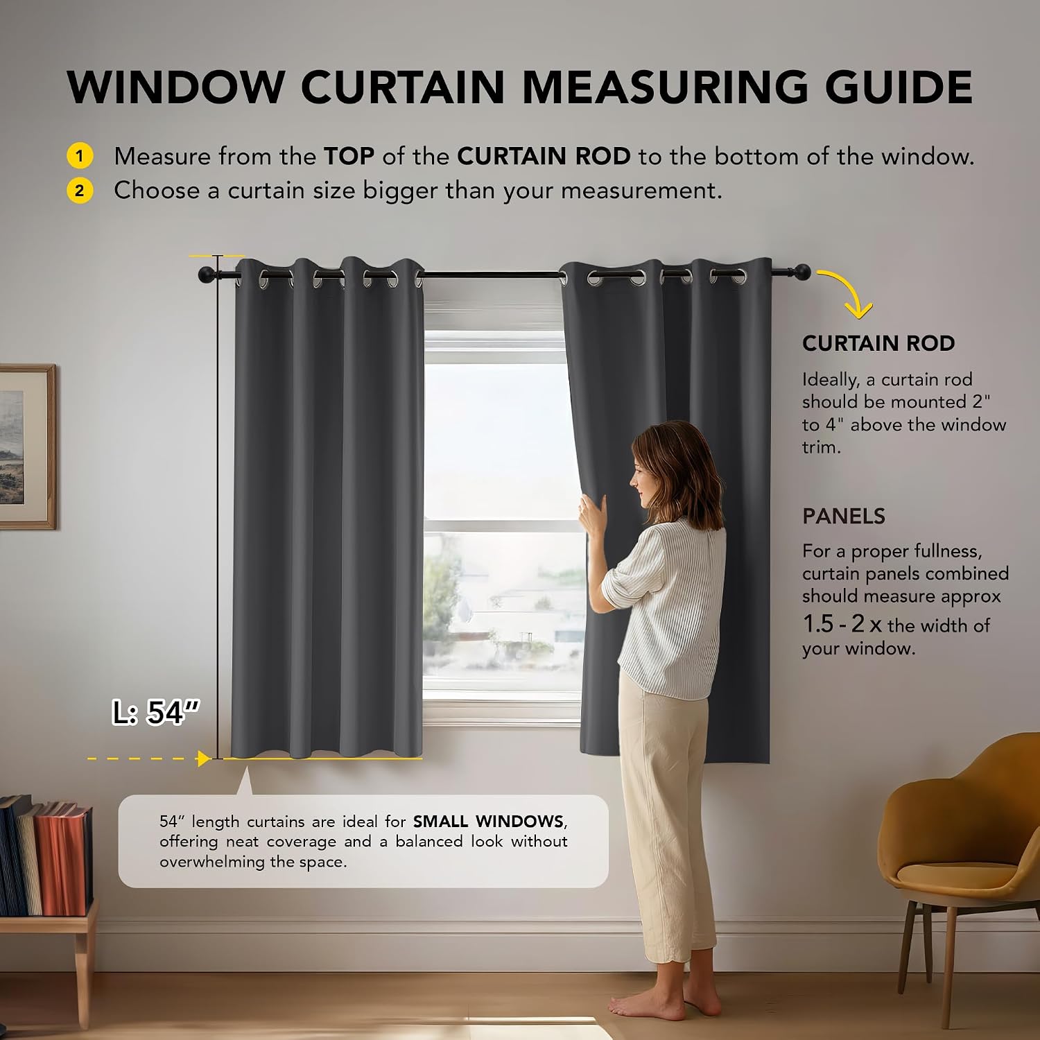 Thumbnail 1 de Deconovo Grey 2-Pane Eyelet Blackout Curtains