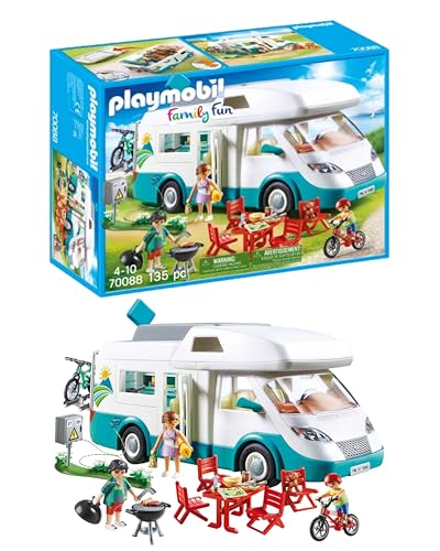 Detalle de Playmobil Family Fun 70088 Camping-Car Familial avec Toit Amovible et Accessoires