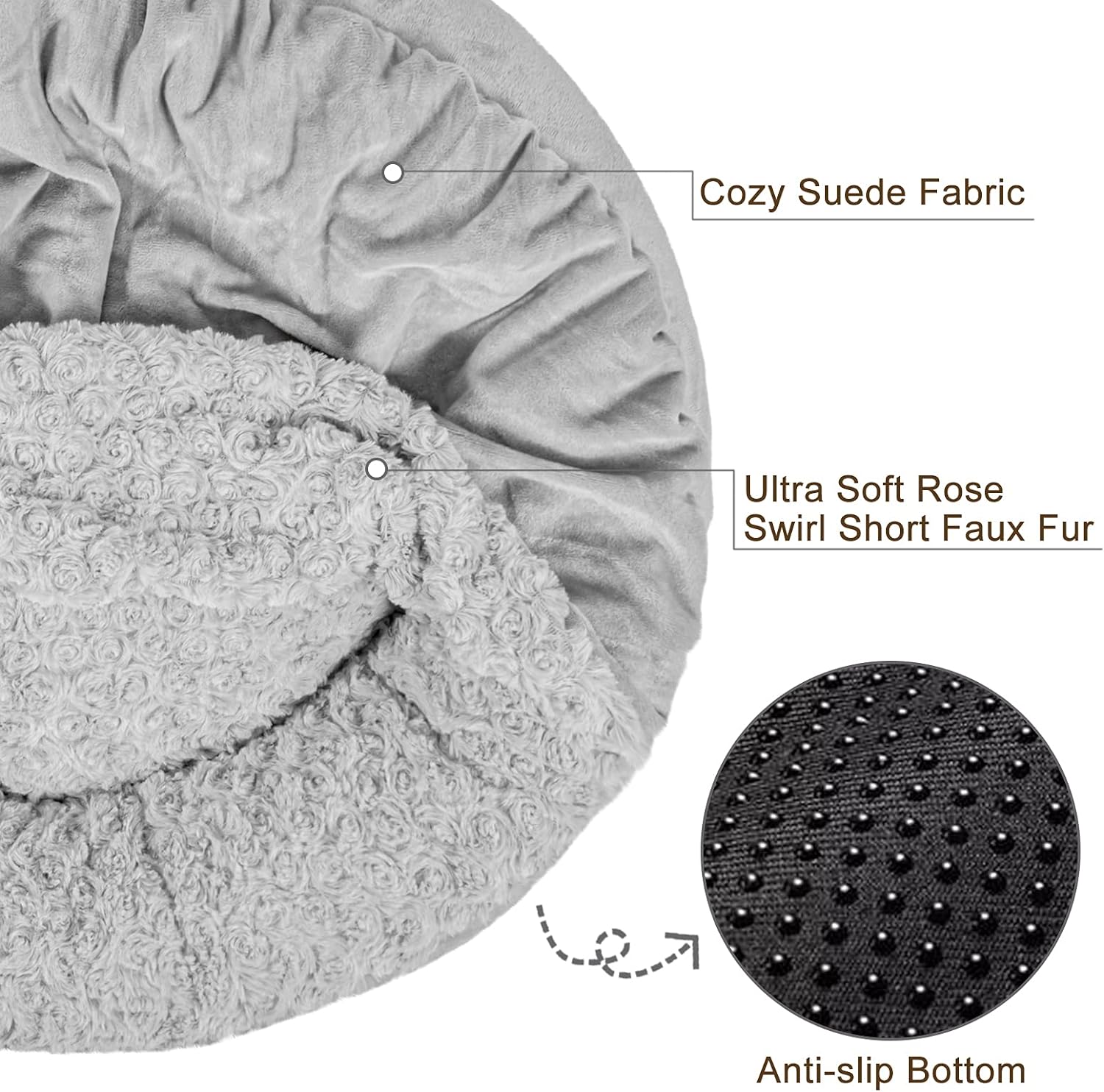 Detalle 2 de JOEJOY 23-Inch Hooded Donut Pet Bed, Machine Washable with Non-Skid Bottom