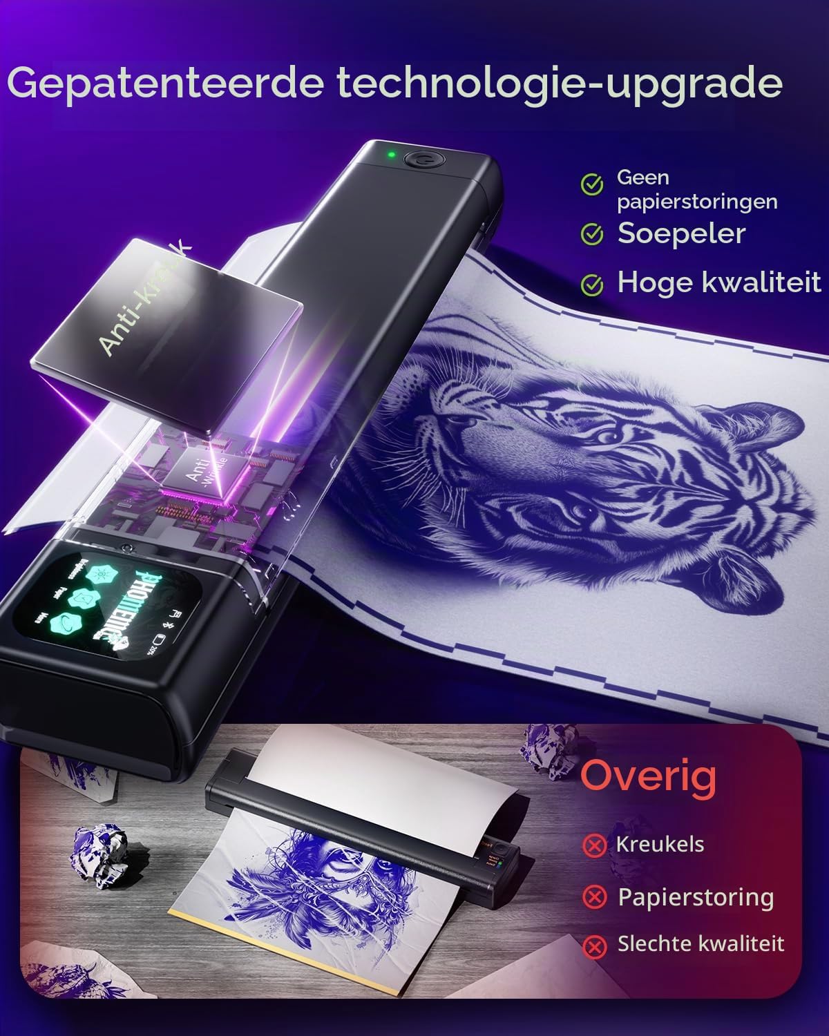 Thumbnail 6 de Phomemo M08F Plus AI-tattoo-stencilprinter met touchscreen en 20 transferbladen
