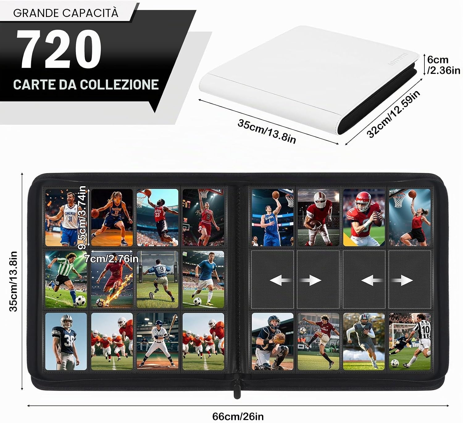 Thumbnail 1 de WITHYU Album da Collezione per Carte 12 Tasche, 720 Carte, Impermeabile con Chiusura Lampo — Protezione, Vetrinatura e Portabilità